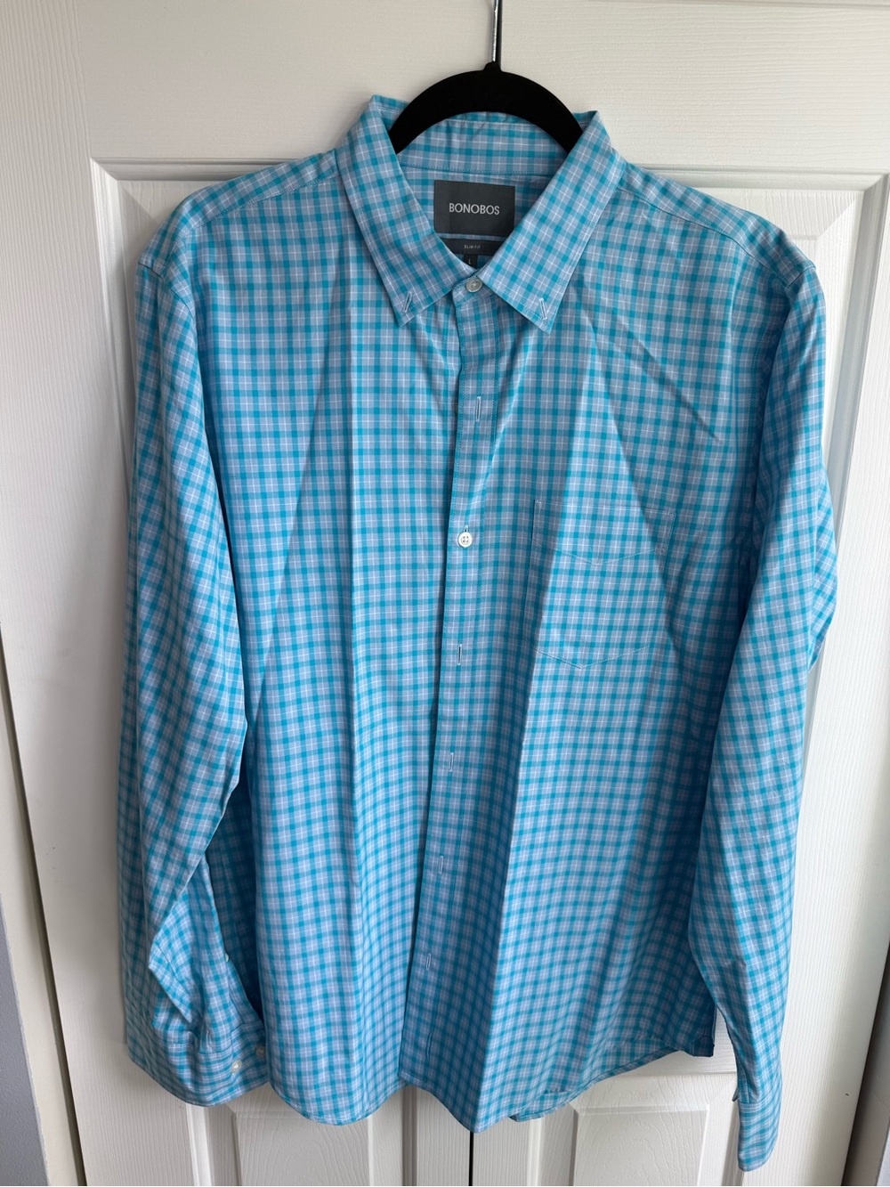 Bonobos Slim Fit Light Blue Plaid Button-Up Shirt